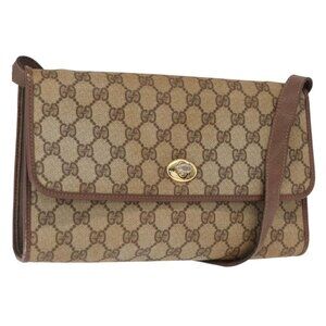 Authentic GUCCI GG Supreme Shoulder Bag PVC Beige Gold 004 115 6197